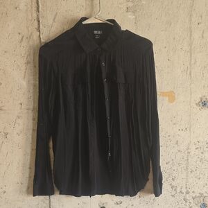 a.n.a Black Button-Down Long Sleeve Shirt